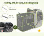 Pecute Cat Backpack Carrier XL, Expandable Pet Backpack Curtain Design for Cats Dogs Up to 15lbs, with 4-Side Breathable Mesh, Multi-Entry & Lockable Zippers for Travel, Hiking, Camping - Hands Free