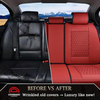 Coverado Rear Seat Covers, Leather Seat Cover for Car, Universal Waterproof Automotive Seat Cushion Protector for Most Cars Trucks SUV (Red)