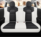 Car Seat Cover for Tesla Mdel 3 2017-2023 Custom Fit Tesla Seat Cover Full Set Leather Car Interior Seat Airbag Compatible Cushion Cover (White+Black-Model 3)