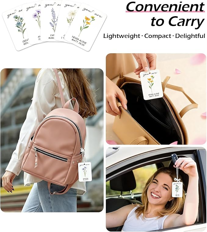 10PCS Christian Car Air Fresheners – Inspirational Floral Bible Verse Christian Car Accessories for Women – Car Mirror Hanging Accessories, Christian Gifts, Religious Gifts for Women