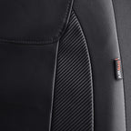 Flying Banner car seat Covers Protects Water Proof Faux Leather Carbon Fiber Front and Rear Bench (Black Black, Full Set - 9PCS)