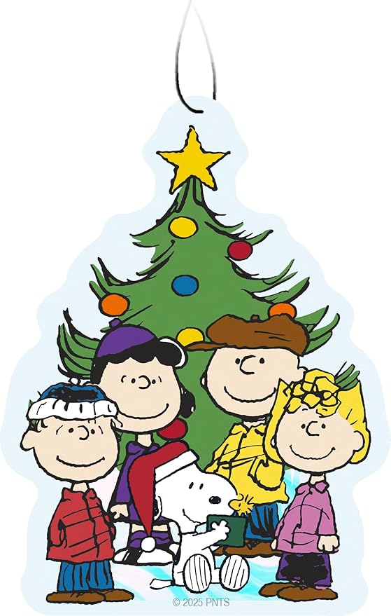 Spoontiques Peanuts Christmas Air Freshener (3pk) - Themed Car Interior Accessories & Essentials, Hanging Air Freshener for Cars & Trucks, Long-Lasting Fragrance (New Car Scent)