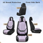 Coverado Universal Seat Covers Front, Universal Seat Covers for Cars, 2-Pack Waterproof Nappa Leather Car Seat Covers with Head Pillow, Auto Protectors Fit for Most Sedans SUV Truck-Black&Purple