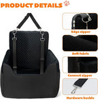 Dog Car Seat for Small/Medium Dogs Under 35lbs, Soft Booster Car Seat with Detachable Washable Cover and Cushion, Memory Foam Pet Car Seat with Safety Belt and Storage Pockets, Puppy Dog Car Bed