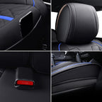 Tomatoman Tacoma Car Seat Covers Compatible with Toyota Tacoma 2005-2023 2024 2025 2026 Truck Access Double Crew Cab TRD Pro Trail Edition Off-Road Waterproof Leather Cushions(2PCS Front/Black-Blue)