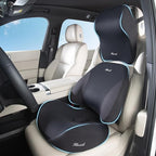 FLORICH Car Seat Cushion & Lumbar Support Pillow & Car Neck Pillow for Driver Car Office Chair, Ergonomic Memory Foam Car Cushion & Back Support Pillow for Sciatica Pain Relief - Black