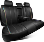 CAR PASS Back Seat Covers, Nappa Leather Rear Seat Bench Cushion Waterproof Breathable Back Row Protector Universal Fit for Car Sedan SUV Pickup Truck, Back Rear Black Chameleon Iridescent Reflective