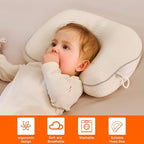 Baby Head Pillow for Newborn, Soft Infant Head Support, Breathable Ergonomic Baby Neck Support for Car Seat, Stroller & Bassinet, White