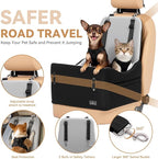 PETSFIT Dog Car Seat for Small/Medium Dogs Up to 35 lbs – Patented Safety System, 6" Memory Foam Pet Booster Car Seat, Fully Detachable and Washable Dog Carseat with 2 Storage Pockets (Black & Grey)