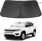 Windshield Sun Shade Custom Fit for 2017-2024 2025 Jeep Compass Accessories Foldable Sunshade Sun Blocker Protect Car from Sun Rays & Heat Damage Keep Car Cooler