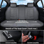 Coverado Car Seat Covers Full Set, Nappa Leather Seat Covers for Cars, 5 Seats Universal Waterproof Seat Covers, Front and Back Car Seat Protector, Automotive Seat Covers Fit for Most Cars, Gray