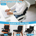 Ergonomic Seat Cushion & Lumbar Support Pillow - Memory Foam for Sciatica Pain Relief & Posture Correction, Non-Slip Chair Cushions for Office Chair/Car/Wheelchair/Travel (Black)