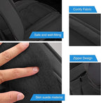 AOOG Fuzzy Car Seat Covers, Heated Bench Back Cushion Protector for Cars SUV Trucks(Full Set,Black)