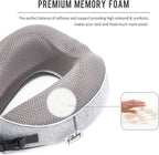 Travel Pillow for Airplane Memory Foam - Neck Support Travel Pillows for Sleeping, Traveling, Car, Home - Adult Flight Pillow Kit with Sleep Mask, Earplugs, Breathable Cover Machine Washable, Gray