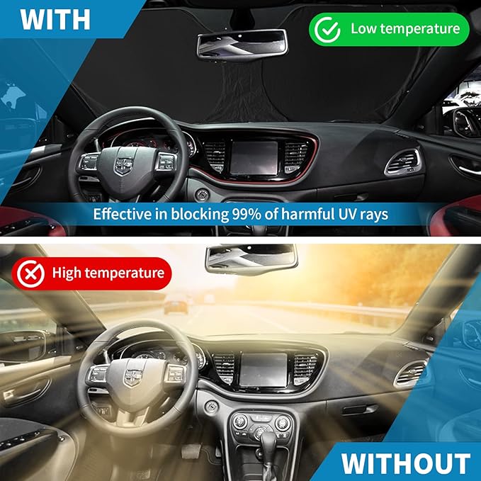 Car Windshield Sun Shade Compatible with Subaru Crosstrek 2021 2022 2023 2024 Front Window Sunshades for XV Crosstreck 2012-2024 Sun Visor Protector 210T Reflective Fabric Foldable Shades Block UV Ray