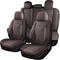 Nappa Leather Car Seat Covers Full Set, Brown Car seat Protector 5 Seats, Waterproof Car Seat Cushion, Universal Automotive Seat Covers Fit for SUV Truck Pick-up Sedan, Front and Rear