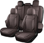 Nappa Leather Car Seat Covers Full Set, Brown Car seat Protector 5 Seats, Waterproof Car Seat Cushion, Universal Automotive Seat Covers Fit for SUV Truck Pick-up Sedan, Front and Rear