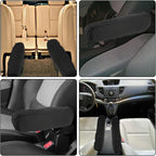 2 PCS Car Armrest Cover Elastic Fabric Cars Front Seat Arm Rest Cushion, Universal Replacement Center Console Lid Armrest Cover Skin Protectors Interior Accessories for Car SUV Truck and Van(Black)