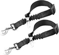 SunGrow Elastic Nylon Dog Seat Belt, 24” - 36”, Adjustable Black Harness, Elastic Tether with Metal Buckles, 2 Pcs per Pack
