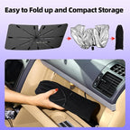 [2025 Upgraded] Windshield Sun Shade Umbrella - Foldable Car Sunshade for Jeep Wrangler/Gladiator, for Toyota 4Runner/Land Cruiser, Front Window Sun Shade UV Block & Heat Shield(Small-55"x23")