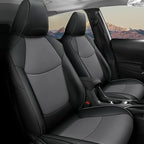 AOMSAZTO Custom Fit Seat Covers for Toyota RAV4 Hybrid 2019 2020 2021 2022 2023 2024 2025 (Not for XSE&2022-2025 SE Hybrid)-Full Set Faux Leather (Black&Grey)