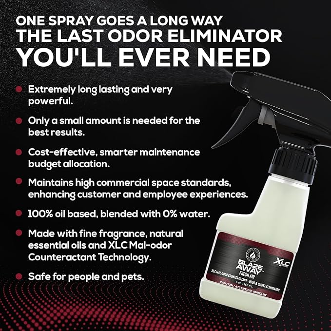 Blaze Away Commercial Air Freshener & Odor Eliminator for Strong Odor - Industrial-Grade Room Spray & Room Deodorizer for Home, Car, Smoke & Pet Odors - Long-Lasting Odor Absorber, Room Fresheners