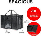 NZ home Insulated Bags for Food Delivery (3XL PRO) Grocery Shopping Cooler Bag, Pizza Delivery, Hot & Cold Catering Tote, Reusable, Foldable & Heavy Duty (Black)