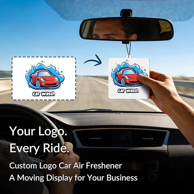 10-1000 Pcs Custom Air Fresheners with Picture - Personalized Photo/Logo/QR Code/Text, Bulk Promotional Car Gifts for Business Branding Events (A3-Square)