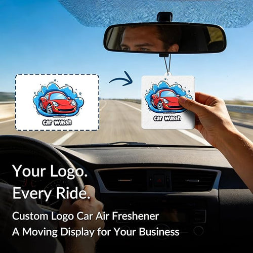 10-1000 Pcs Custom Air Fresheners with Picture - Personalized Photo/Logo/QR Code/Text, Bulk Promotional Car Gifts for Business Branding Events (A3-Square)