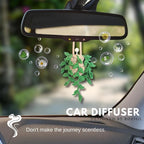 Handmade Crochet Hanging Car Air Freshener,12ml Empty Refillable Oil Diffuser Bottle with Crochet Hanging succulents Plant for Car Rearview Mirror for Home, and Office Hanging Diffuser Decor