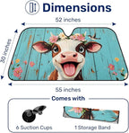 GENANY Smiling Cow Windshield Sun Shade for Car SUV Truck (55x30 Inches), Sun Shade Windshield, Shades for Front Windows, Xmas Auto Gift, Spring Car Decor
