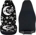 BIGCARJOB Moon Butterfly Car Seat Cover Set for Front Seat Only,2 Pack Black Butterfly Auto Front Seat Protector Saddle Blanket for Women Car Interior Accessories