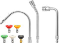 JOEJET Pressure Washer Extension Wand Stainless Steel, 30°, 90°, and 120° Curved Power Washer Wand with 5 Nozzle Tips, 1/4” Quick Connect, 4000 PSI