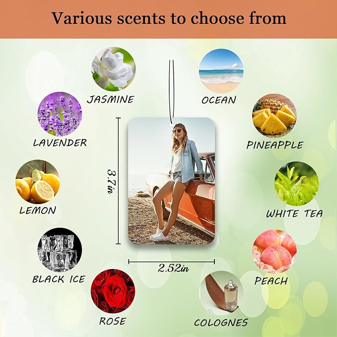 10-1000Pcs Custom Air Fresheners with Picture, Personalized Double Sided Photo/Text/Logo Air Freshener, Customized Gifts for Branding Business Events Promotions