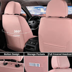 Coverado Car Seat Covers Front, Seat Covers for Cars, Waterproof 2-Pack Car Seat Cushions, Leather Carseat Seat Protectors, Universal Seat Covers Fit for Most Sedans SUV Pick-up Trucks(Pink&Grey)