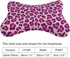 Car Pillow for Neck Pain Relief Support, Compatible with Pink Cheetah Leopard Print Memory Foam Car Neck Pillow for Car Seat with Adjustable Strap, 2 Pcs Car Headrest Pillow for Ergonomic Design
