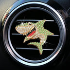 Generic 2 PCS Bling Rhinestone Sharks Car Air Vent Clips Cute Marine Animals Car Air Freshener Clip Air Conditioning Outlet Clip Funny Car Interior Decoration Accessories for Women Men (Blue Green)