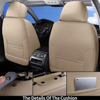 Coverado Universal Seat Covers Full Set, 5 Seats Universal Seat Covers for Cars, Waterproof NAPPA Leather Car Seat Covers with Head Pillow, Auto Protectors Fit for Most Sedans SUV Pick-up Truck, Beige