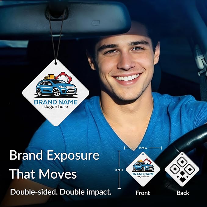 10-1000 Pcs Custom Air Fresheners with Picture - Personalized Photo/Logo/QR Code/Text, Bulk Promotional Car Gifts for Business Branding Events (A7-Diamond）