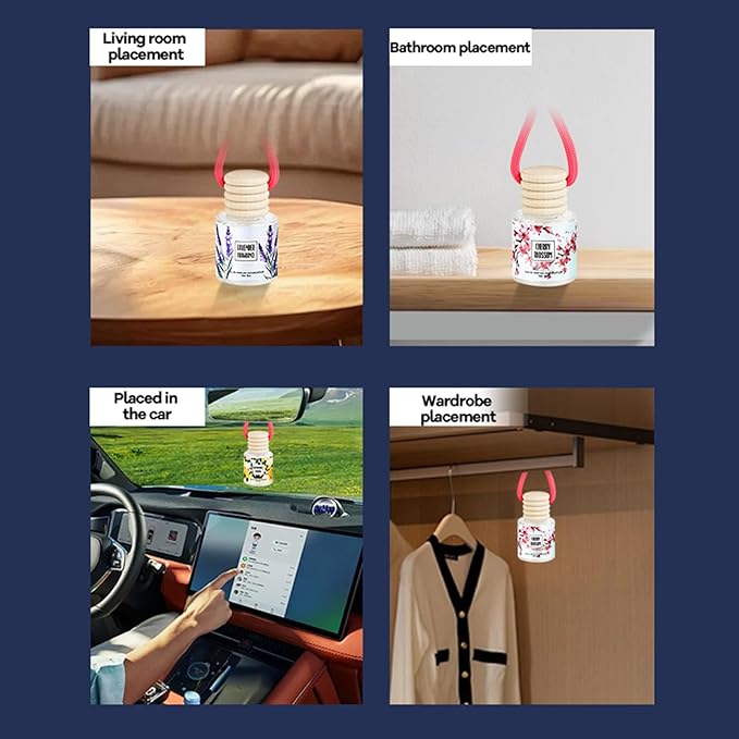 Car Air Freshener Diffuser, Hanging Car Scents Air Freshener, Car Fresheners Long Lasting, Essential Oil Diffuser, Lavender Fragrance Oil, 3pcs