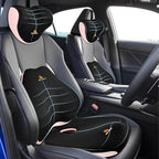 NS YOLO Ergonomic Car Seat Cushion with Comfort Memory Foam Neck Pillow, Car Pillow,Lumbar Support and Big Size Soft Seat Cushion for Driving Seat,Office Chair and Wheel Chair (Black and Pink-3 pcs)