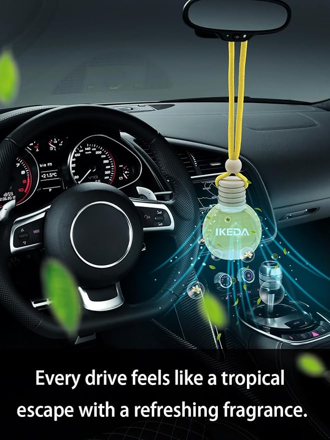 Ikeda Car Air Freshener: Hanging Car Smell Air Freshener | 10ml Hanging Car Perfume | Long Lasting Fragrance | Strong Scents Diffuser for Auto Home (Vanilla)