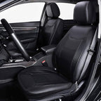 Flying Banner car seat Covers Protects Water Proof Faux Leather Carbon Fiber Front and Rear Bench (Black Black, Full Set - 9PCS)