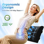 Lumbar Support Pillow for Office Chair Back Support - Memory Foam Lumbar Pillow for Car or Gaming Chair, Ergonomic Back Cushion with Adjustable Strap for Long-Hour Sitting (Black,X-Large)