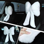 Macarrie 2 Pcs Car Neck Pillow Plush Butterfly Bow Car Headrest Pillow Comfortable Seat Neck Support Cute Car Head Rest Accessories for Driving Travel Driver Chair Girl Style Interior Decor(White)