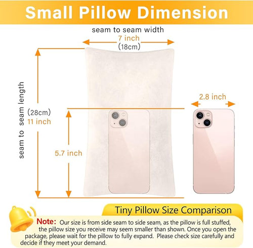2 Pack Small Pillow, Memory Foam Mini Pillow 11 X 7 Inches for Travel, Sleeping, Nap and Neck, Knee, Lumbar Support, Tiny Cushion for Pet, Dogs (Off-White)