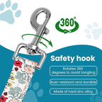 Adjustable pet cat and Dog car seat Belt， The Lanyard is Flexible and Adjustable from 20 to 33 inches (White Flower)