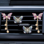 Bling Butterfly Air Vent Clips, 4 Pcs Crystal Pendant Fresheners, Diffuser Diamond Decoration, Cute Interior Decor Accessories for Women