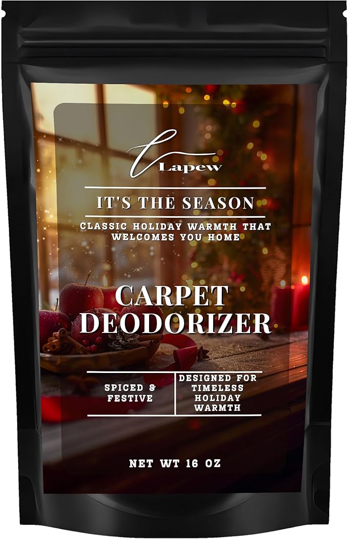 Lapew It's The Season Carpet Deodorizer Powder - Pet Safe Freshener for Vacuuming | Scented Odor Eliminator for Home | 16 oz