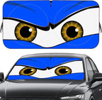 Car Windshield Sun Shade, Funny Car Eyes Sun Visor, Wear-Resistant Black Tape, Foldable 59‘’x27.5‘’/63''x31.5''